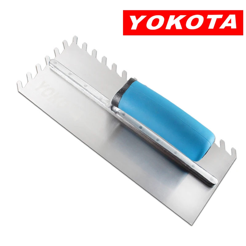 Yokota blue plastic handle bar serrated trowel