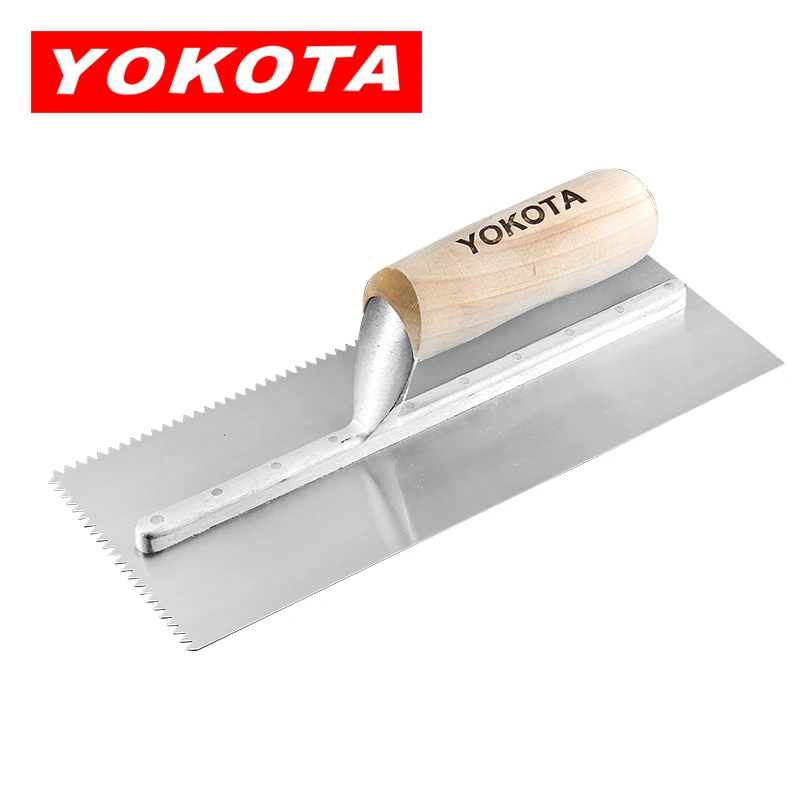 Yokota high quality high flatness wooden handle carbon steel trowel